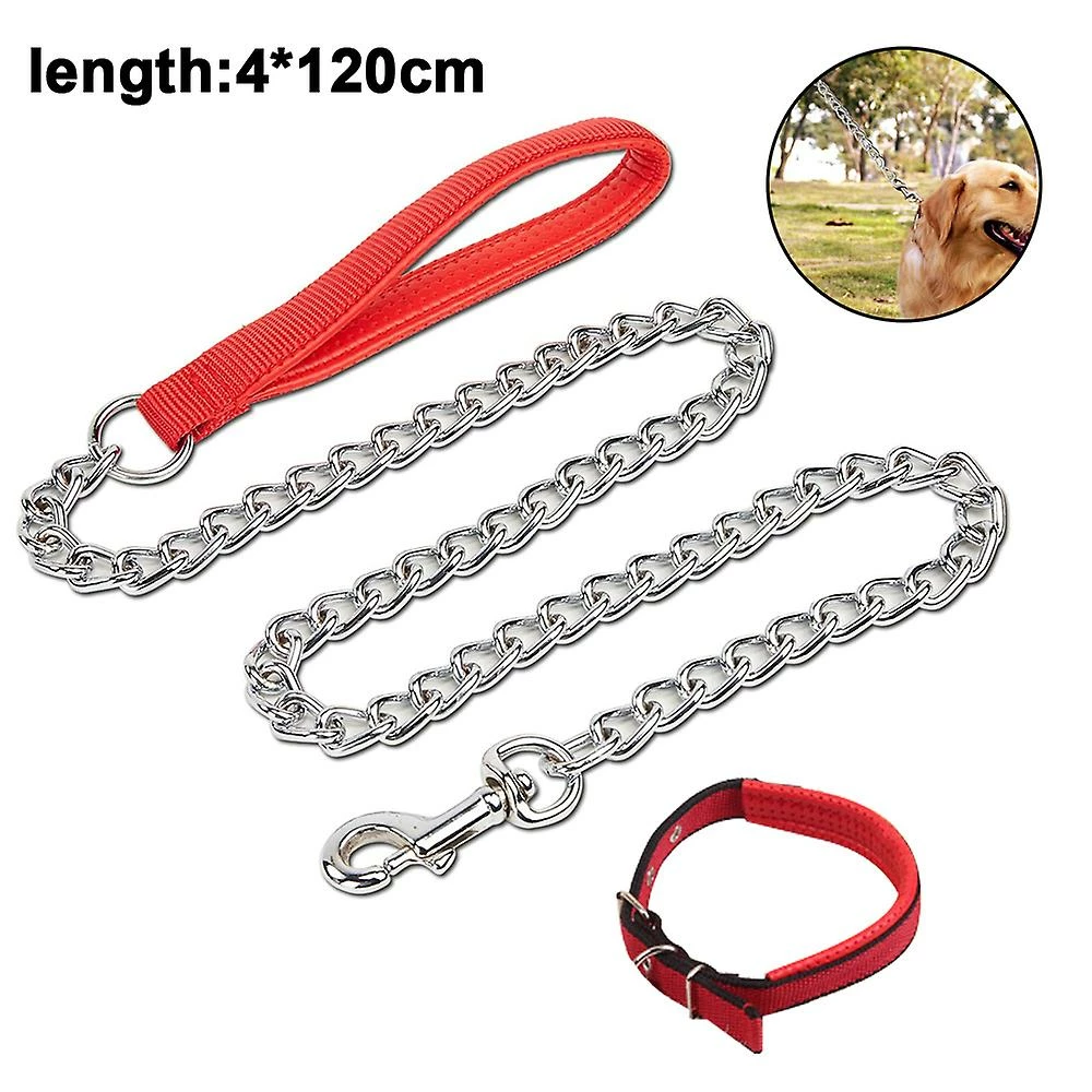 Ksalfye Chain Link Dog Leash Anti Chew Strong Anti Dog Leash Confortable Poignée Rembourrée Souple Pour Chiens De Taille Moyenne 2 Ksalfye Chain Link Dog Leash Anti Chew Strong Anti Dog Leash Confortable Poignée Rembourrée Souple Pour Chiens De Taille Moyenne – Image 2