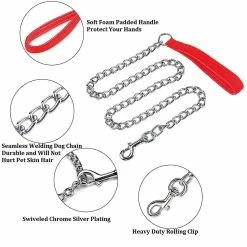 Ksalfye Chain Link Dog Leash Anti Chew Strong Anti Dog Leash Confortable Poignée Rembourrée Souple Pour Chiens De Taille Moyenne 7 Ksalfye Chain Link Dog Leash Anti Chew Strong Anti Dog Leash Confortable Poignée Rembourrée Souple Pour Chiens De Taille Moyenne -nourriture pour chien boutique 402910755 max