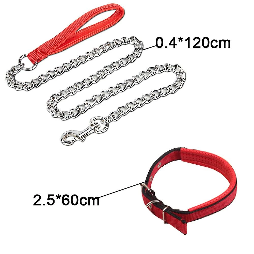 Ksalfye Chain Link Dog Leash Anti Chew Strong Anti Dog Leash Confortable Poignée Rembourrée Souple Pour Chiens De Taille Moyenne 4 Ksalfye Chain Link Dog Leash Anti Chew Strong Anti Dog Leash Confortable Poignée Rembourrée Souple Pour Chiens De Taille Moyenne – Image 4