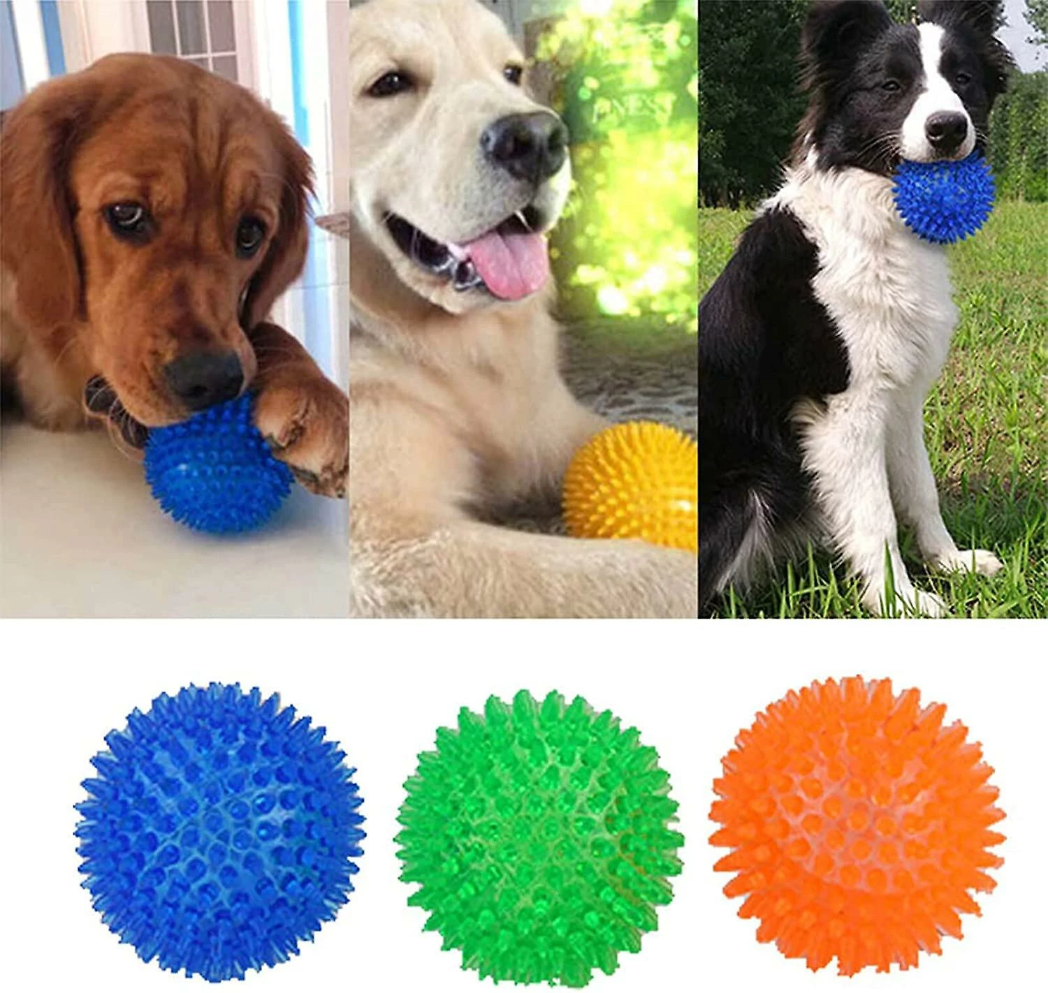 Ksalfye 3/6 Pcs Pet Squeaky Chewing Balls, Dog Soft Stab Balls Nettoyage Des Dents Toys Balls, Pour Petit Moyen Grand Chien Chien Cat Toys, Bleu / Orange / Vert 3 Ksalfye 3/6 Pcs Pet Squeaky Chewing Balls, Dog Soft Stab Balls Nettoyage Des Dents Toys Balls, Pour Petit Moyen Grand Chien Chien Cat Toys, Bleu / Orange / Vert – Image 3