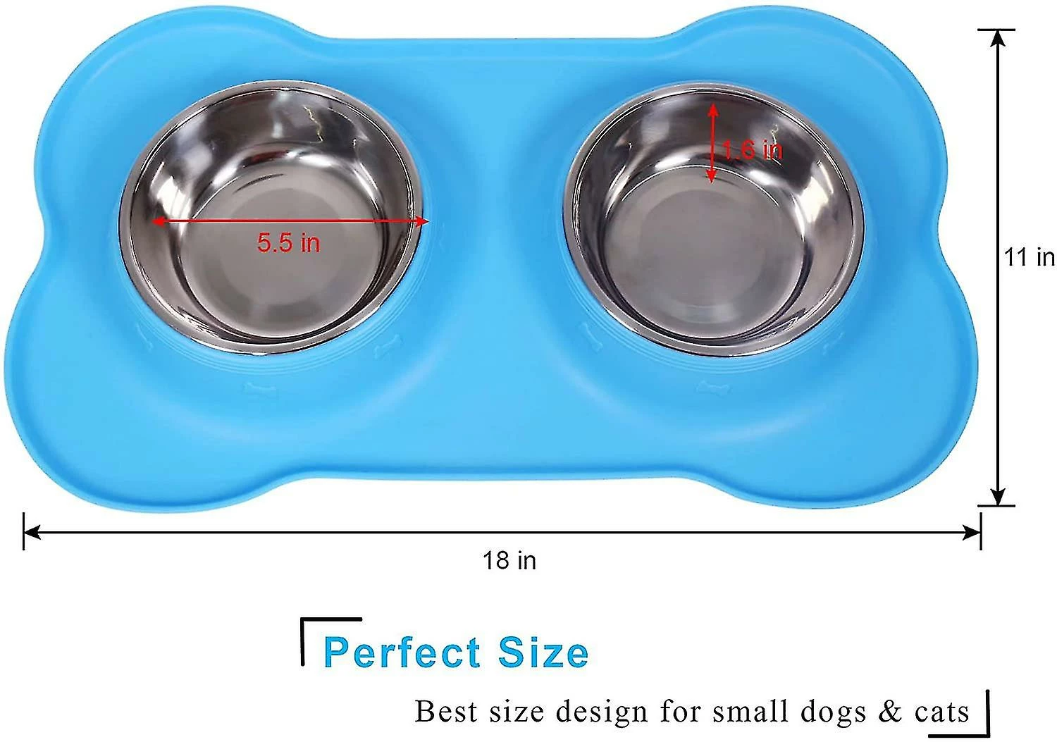 Unbranded Double Dog Cat Bols Acier Inoxydable Pas De Déversement Pas De Dérapage Tapis De Silicone 2 Unbranded Double Dog Cat Bols Acier Inoxydable Pas De Déversement Pas De Dérapage Tapis De Silicone – Image 2