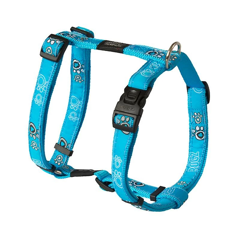 Rogz Fancy Dress Turquoise Paw Durable Dog H-Harnais 1 Rogz Fancy Dress Turquoise Paw Durable Dog H-Harnais