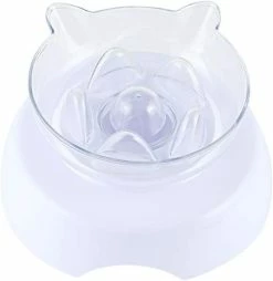 Baicccf Double Cat Dog Bowls Elevated Cat Food Water Bowls With Raised Stand 15 Tilted Raised Slow Feeder Bowl Distributeur D’eau Sans Stress Pour Les Chats Et Les Petits