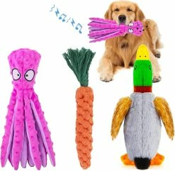Baicccf Dog Squeaky Toys Octopus - Jouets Pour Chiens En Peluche Froissés Pour La Dentition Des Chiots, Jouets à Mâcher Interactifs Durables Pour Chiens De Petite à Moyenne Taille Et Réduire B