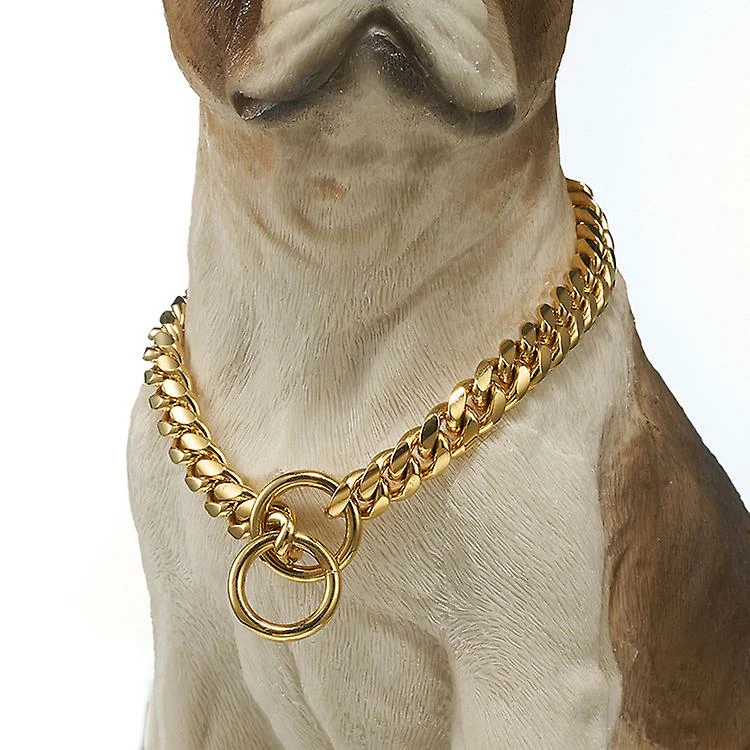 Wabjtam Gold Chain Cuban Link Dog Choke Collier Collier Pour Petit Moyen Grand Chien, Mignon Dressage Chien Collier 2 Wabjtam Gold Chain Cuban Link Dog Choke Collier Collier Pour Petit Moyen Grand Chien, Mignon Dressage Chien Collier – Image 2