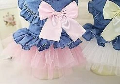 Ssxjv Puppy Dog Pet Clothes, Pet Dog Bow Denim Dress Tutu Jupe Vêtements D’été Pour Petit Chien Chat Cadeau -nourriture pour chien boutique 454564882 max