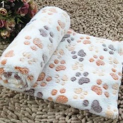 Unbranded 76cm X 52cm Warm Soft Paw Print Coral Velvet Pet Cat Dog Blanket Puppy Bed Mat Qinhai