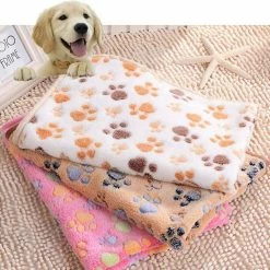 Unbranded 76cm X 52cm Warm Soft Paw Print Coral Velvet Pet Cat Dog Blanket Puppy Bed Mat Qinhai -nourriture pour chien boutique 457921350 max