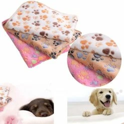 Unbranded 76cm X 52cm Warm Soft Paw Print Coral Velvet Pet Cat Dog Blanket Puppy Bed Mat Qinhai -nourriture pour chien boutique 457921371 max