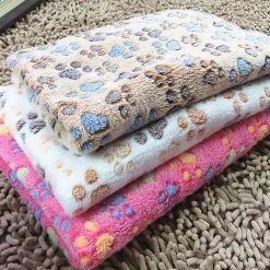 Unbranded 76cm X 52cm Warm Soft Paw Print Coral Velvet Pet Cat Dog Blanket Puppy Bed Mat Qinhai -nourriture pour chien boutique 457921392 max