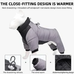 Hxetlv Vêtements D’hiver Pour Chiens Imperméables Manteau Pour Chien Avec Anneau D Vêtements Chauds Pour Animaux De Compagnie Pour Chiens Moyens Puppy Jacket Dog Coat Combinaison à Quatre Pattes -nourriture pour chien boutique 470464216 max