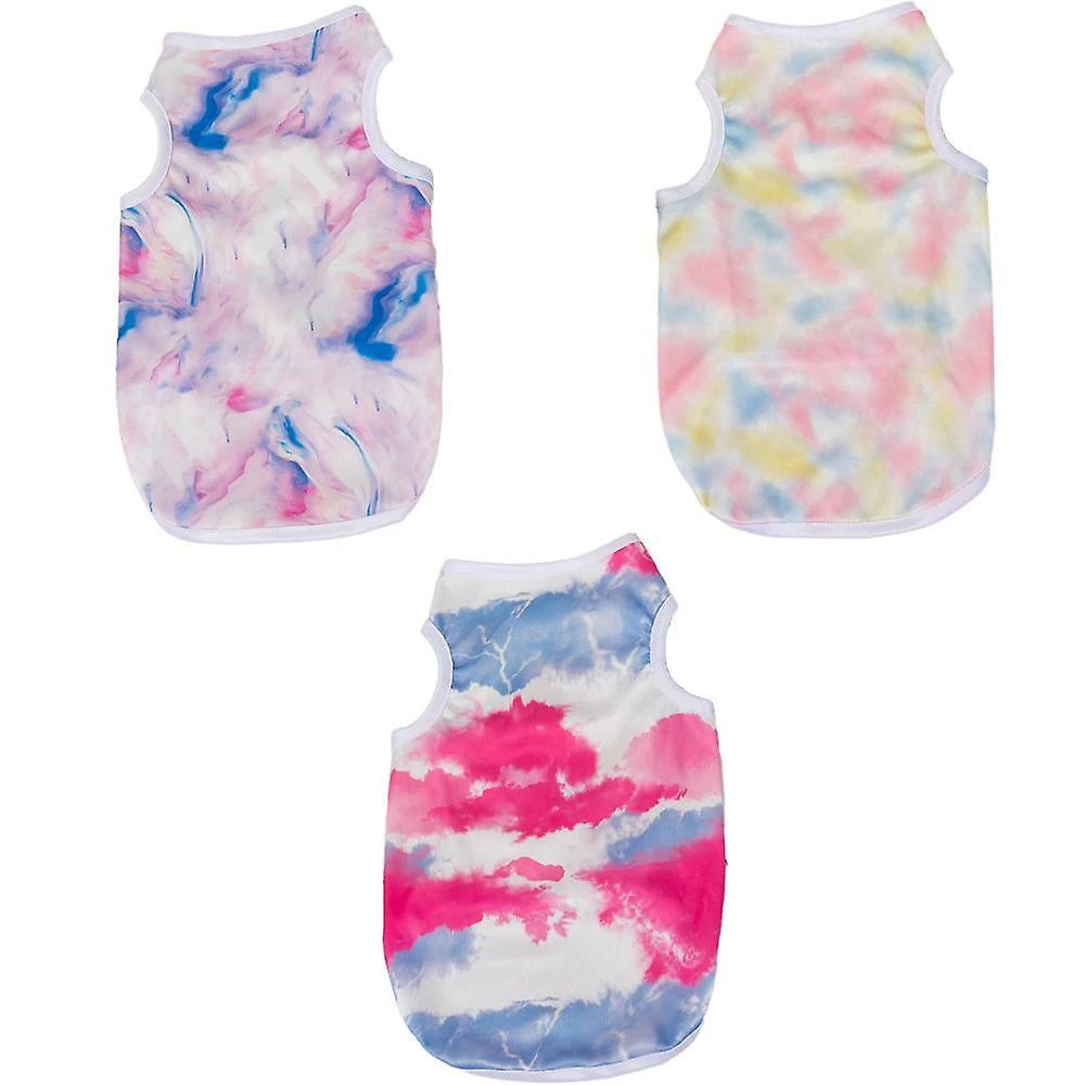 Giveuphesit Dog Vest 3 Pack Tie Dye Dog Shirt Soft Puppy Clothes Respirant Chaton T-shirt Coloré Doggie Débardeur Pet 1 Giveuphesit Dog Vest 3 Pack Tie Dye Dog Shirt Soft Puppy Clothes Respirant Chaton T-shirt Coloré Doggie Débardeur Pet