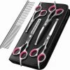 Tinor Dog Grooming Scissors, 5 Piece Titanium Coated Stainless Steel Pet Grooming Tool Set