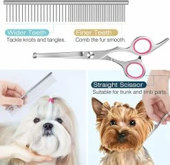 Tinor Dog Grooming Scissors, 5 Piece Titanium Coated Stainless Steel Pet Grooming Tool Set -nourriture pour chien boutique 480630147 max