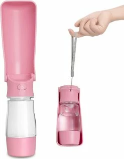 Yuzee Dog Travel Water Bottle - Portable Collapsible With Food Container - Pet Food Dispenser - For Travel, Hiking - Lightweight & Leakproof