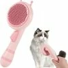 Yuzee Dog And Cat Brush, Self-cleaning Pet Brush, Long And Short Bristle, Chinchilla Grooming Brush With Ergonomic Handle And One Button Design - Pink