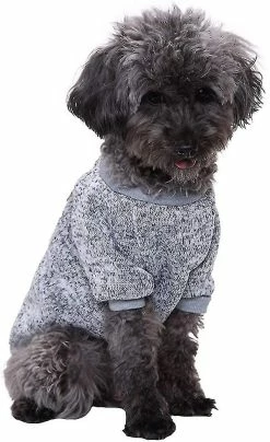 Aowear Wekity Pet Dog Vêtements Tricot Dog Sweater Doux Épaississement Chaud Chiot Chiens Chemise Hiver Puppy Pull Pour Chiens (gris, S) -nourriture pour chien boutique 504124232 max