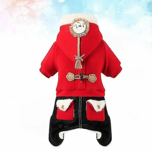 Unbranded Double Manteau D’hiver épaissi Tenues Pour Animaux De Compagnie Vêtements Pour Chiens Dog Hoodies Lion Design Winter Sweatshirt Taille Xs Rouge -nourriture pour chien boutique 505995616 max
