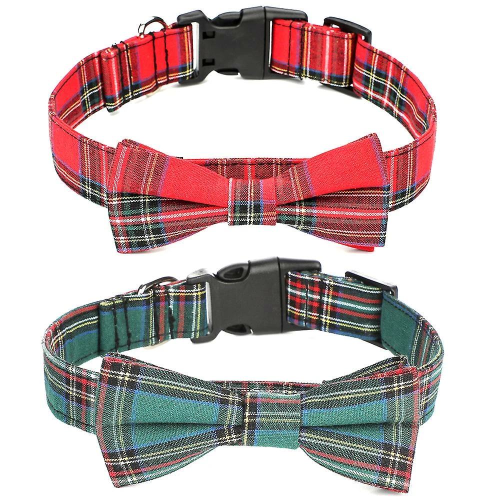 Knpht Christmas Dog Collar With Bow, Adjustable Christmas Plaid Dog Collars With Remov 1 Knpht Christmas Dog Collar With Bow, Adjustable Christmas Plaid Dog Collars With Remov