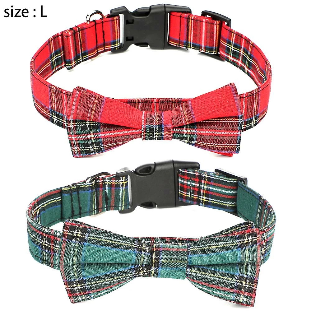 Knpht Christmas Dog Collar With Bow, Adjustable Christmas Plaid Dog Collars With Remov 2 Knpht Christmas Dog Collar With Bow, Adjustable Christmas Plaid Dog Collars With Remov – Image 2