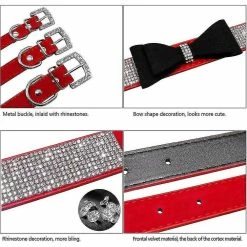 Aowear Strass Bowknot Pet Dog Collier Réglable Sparkly Crystal Studded Velvet -nourriture pour chien boutique 510015176 max 2