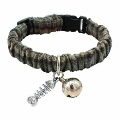 Aowear Pet Dog Cat Floral Elastic Collier Réglable Avec Cloche, Couronne, Poisson