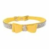 Aowear Strass Bowknot Pet Dog Collier Réglable Sparkly Crystal Studded Velvet