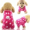 Rion Doux Chaud Pet Dog Vêtements Pour Chiens Jumpsuits Polaire Manteau Chien Veste Pyjama Chihuahua Vêtements Pour Chiens Tenue Animaux Vêtements Rose Dot