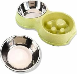DEWENWILS Dww-anti Glutton Dog Bowl, Chat Et Chien Bowl, Bol De Chien Double En Acier Inoxydable Anti Slip Dog Bowl Water Bowl.Slow Feeding Bowl Pour Petit, Moyen Grand Et Grand