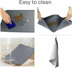 Unbranded Silicon Floor Cat Dog Pet Feeding Bowl Mat Antidérapant Imperméable Essuyable Facile à Nettoyer (noir) -nourriture pour chien boutique 530102549 max