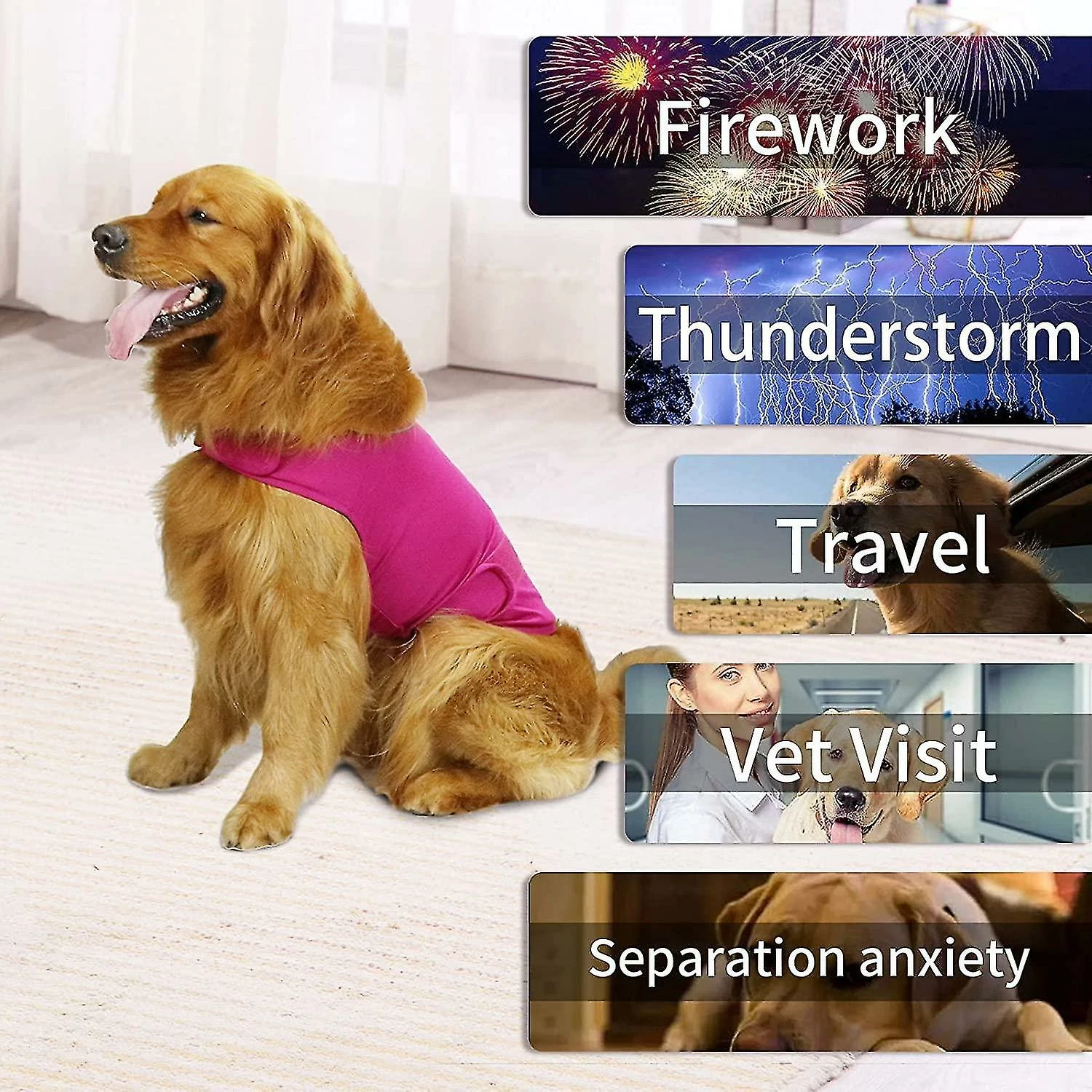 Unbranded Comfort Dog Anxiety Relief Coat, Dog Anxiety Calming Vest Wrap For Thunderstorm, Voyage, Feux D’artifice, Visites Chez Le Vétérinaire 3 Unbranded Comfort Dog Anxiety Relief Coat, Dog Anxiety Calming Vest Wrap For Thunderstorm, Voyage, Feux D’artifice, Visites Chez Le Vétérinaire – Image 3
