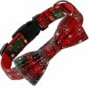 Mike Dog Cat Collar Bowtie Buffalo Check Plaid Christmas Winter Snowflake Pet Collargreen_w