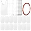 Unbranded ID Label Dog Tag Set Pendentifs En Aluminium 23.6inch Chain White Sublimation Blank