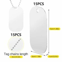 Unbranded ID Label Dog Tag Set Pendentifs En Aluminium 23.6inch Chain White Sublimation Blank -nourriture pour chien boutique 543238366 max