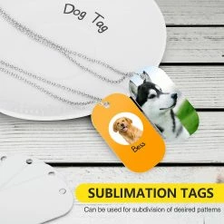 Unbranded ID Label Dog Tag Set Pendentifs En Aluminium 23.6inch Chain White Sublimation Blank -nourriture pour chien boutique 543238648 max