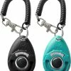 Giveuphesit Pet Training Clicker With Wrist Strap - Dog Training Clickers (nouveau Noir + Bleu)