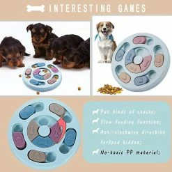 Vonkayi Pet Toys Dog Puzzle Toys Turntable Slow Feeder Jouet éducatif Bol Alimentaire Interactif Manger Lentement Bowl Pet Training Game -nourriture pour chien boutique 547860448 max