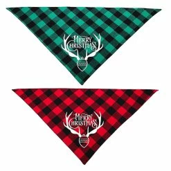 Keepsmile 2 Pack Christmas Dog Bandanas - Triangle Joyeux Noël Impression Plaid Pet Scarf Bibs Kerchief -nourriture pour chien boutique 548018999 max