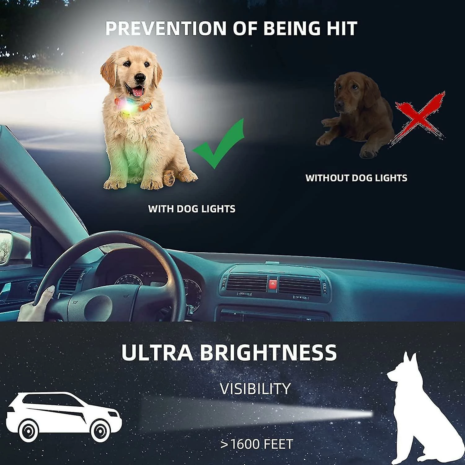 Boom Led Light Up Collar Dog Suspension Rechargeable Étanche 4 Modes Couleur Réglable Sur Collier Laisse, Noir 2 Boom Led Light Up Collar Dog Suspension Rechargeable Étanche 4 Modes Couleur Réglable Sur Collier Laisse, Noir – Image 2