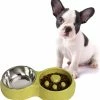 Sl Chang Anti Gourmandise Dog Bowl Double Dog Bowl Bol Antidérapant Bol D’eau Jaune
