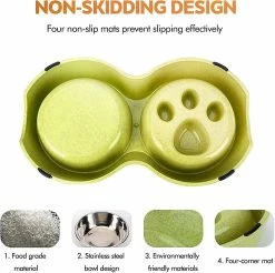 Sl Chang Anti Gourmandise Dog Bowl Double Dog Bowl Bol Antidérapant Bol D’eau Jaune -nourriture pour chien boutique 554962105 max