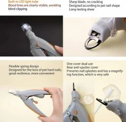 Jscxcf Led Light Anti-blood Position Manucure Supplies Cat Dog Nail Clippers Pet Claw Scissors Animal Grooming Outils De Nettoyage -nourriture pour chien boutique 557806336 max 1