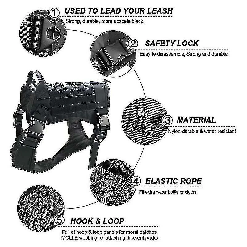 Unbranded Harnais Tactique Pour Chien 1000d Nylon Poignée Dressage Réglable Imperméable à L’eau Extérieur Pet Dog Harness Sangle De Poitrine 4 Unbranded Harnais Tactique Pour Chien 1000d Nylon Poignée Dressage Réglable Imperméable à L’eau Extérieur Pet Dog Harness Sangle De Poitrine – Image 4