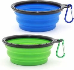 Unbranded 2 Pièces Portable Dog Bowl Collapsible Dog Bowls, Travel Dog Bowls And Cat Bowls (350ml, Blue And Gree -nourriture pour chien boutique 563609379 max
