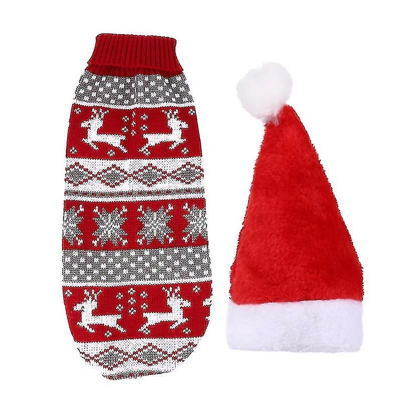 Unbranded Tflycq 2pcs Christmas Reindeer Style Pet Sweater Dog Puppy Warm Cloth With Hat 3 Unbranded Tflycq 2pcs Christmas Reindeer Style Pet Sweater Dog Puppy Warm Cloth With Hat â Image 3
