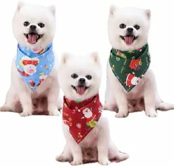 Unbranded Christmas Dog Bandanas, 3 Pack Christmas Pet Scarf Xmas Dog Santa Outfits Triangle Bibs, Pets Costume Accessories Bow Ties Decoration For Small Medium -nourriture pour chien boutique 569146123 max