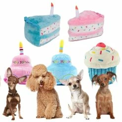 Unbranded Pet Dog For Cat Cute Peluche Birthday Cake For Doll-resistant For Play Squeaky Chew Toy Puppy Cleaning Grinding Teeth Interactive Supplies -nourriture pour chien boutique 572189435 max
