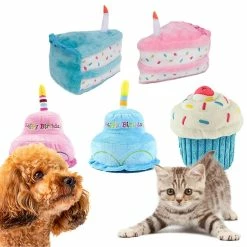 Unbranded Pet Dog For Cat Cute Peluche Birthday Cake For Doll-resistant For Play Squeaky Chew Toy Puppy Cleaning Grinding Teeth Interactive Supplies -nourriture pour chien boutique 572189464 max