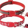 Unbranded 2-pcs Empreinte Et Collier De Chat Réfléchissant Avec Bell Basic Dog Cat Collar