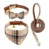 Unbranded 3pcsdog Collier Et Laisse Chien Nœud Papillon Avec Bell Dog Bandana Peau De Chien Collier Chien Chien